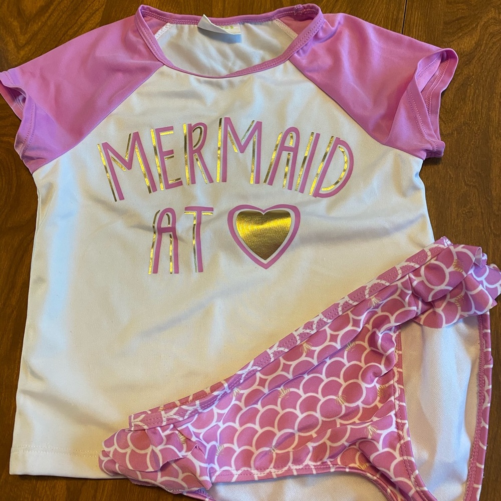 Mermaid rash guard and bikini bottom swimsuit-M